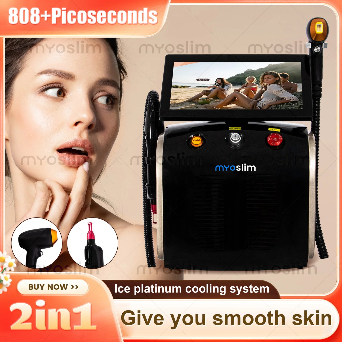 808 Diode Hair Removal Lase Machine 3 Wavelength Alexandrit 2in1 Picosecond Epilator Permanent Removal Painless Tattoo Wash Brow