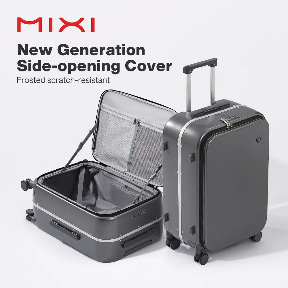 Mixi Aluminum Frame Carry-On Luggage Spinner Front Opening