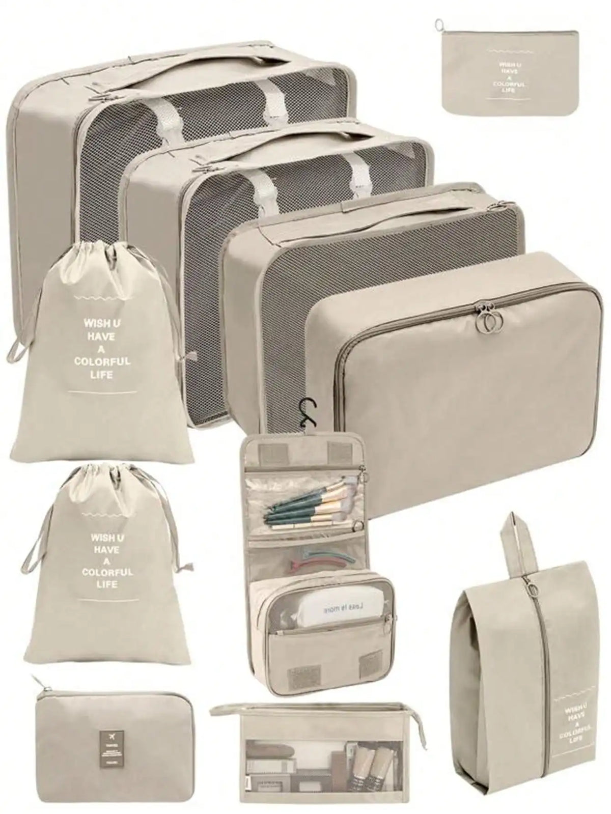 Premium Travel Packing Cubes Set With Mesh Compression Bags