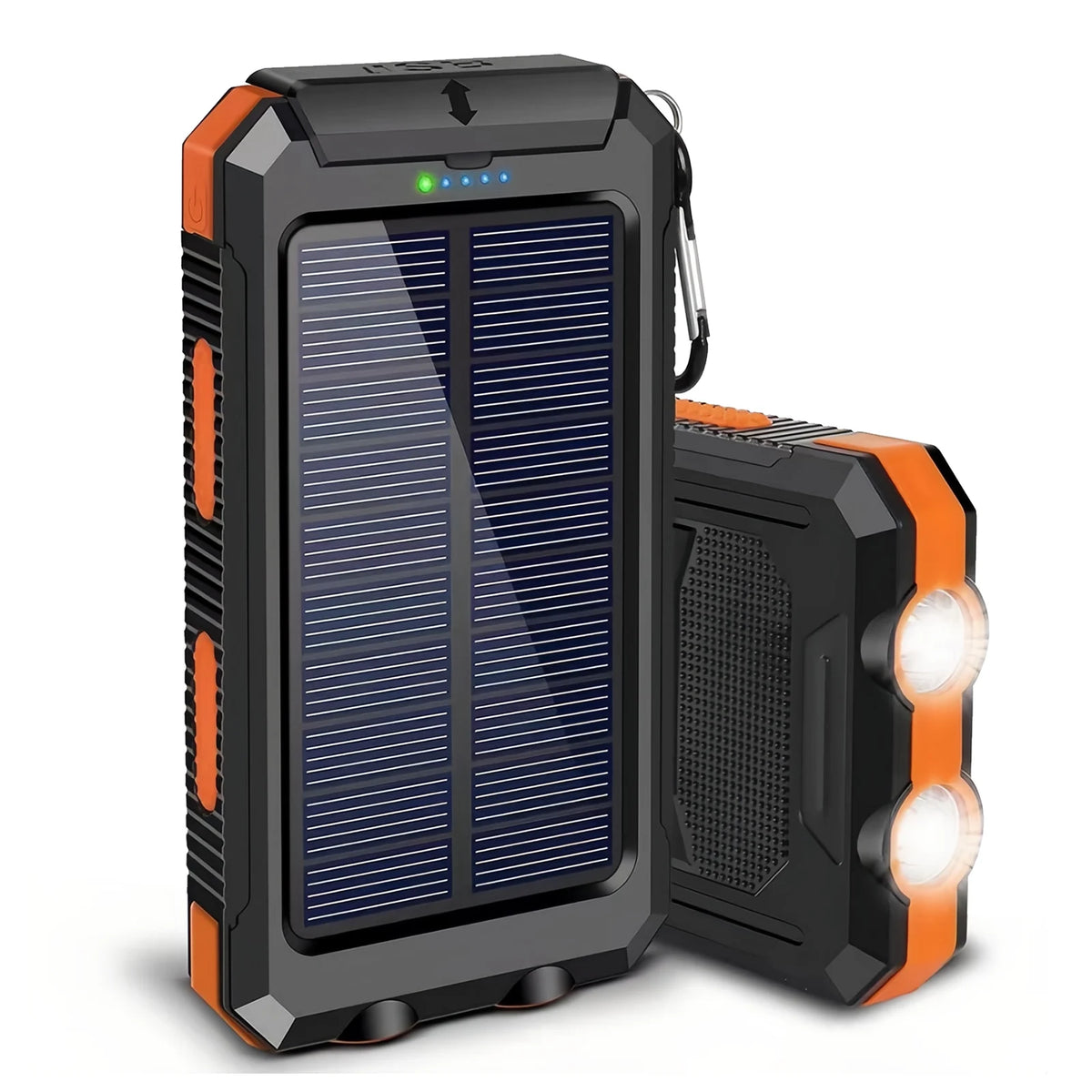 Solar Powered Waterproof Portable Power Bank With LED Flashlight