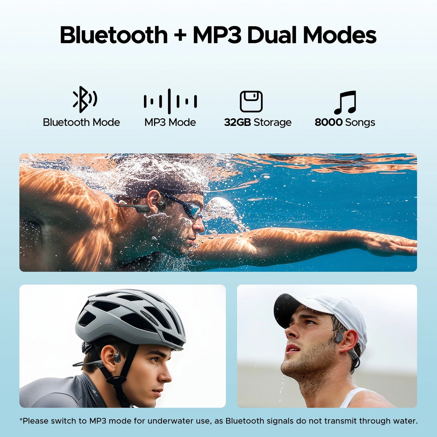 DOOGEE BoneBeat Swim Ear Hook Earphones Dual Modes BoneConduction Waterproof
