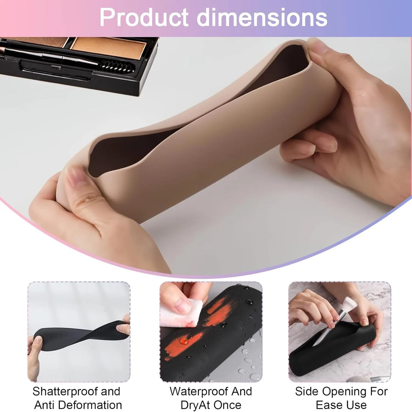Travel Silicone Cosmetic Brush Case With Magnetic Closure