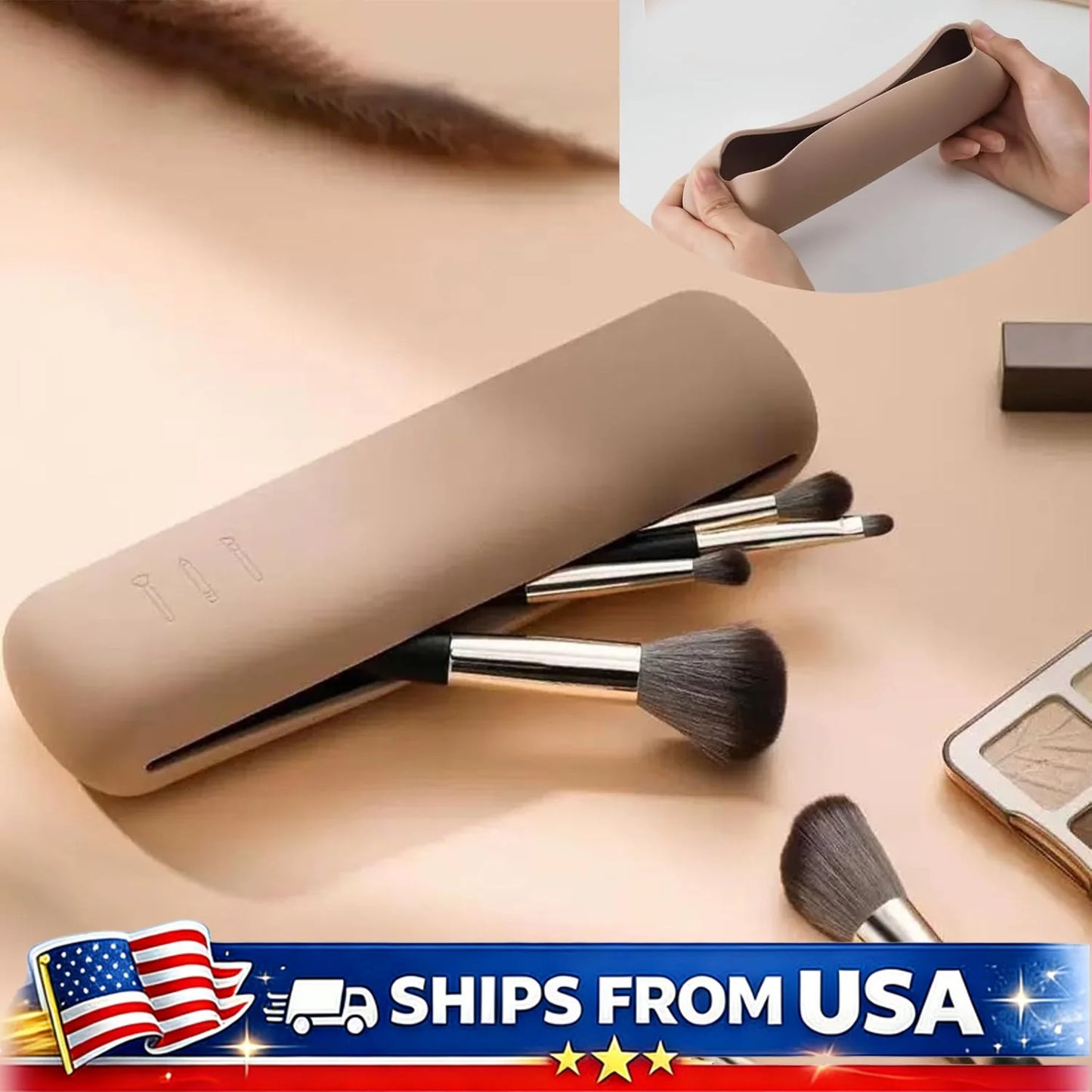 Travel Silicone Cosmetic Brush Case With Magnetic Closure