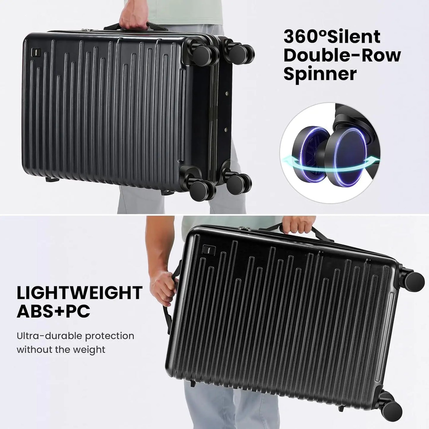 3/5pcs Luggage Set Carry On Suitcase ABS+PC Spinner Wheel Telescopic Handle TSA Lock 20/24/28 Inch Luggage Backpack Toiletry