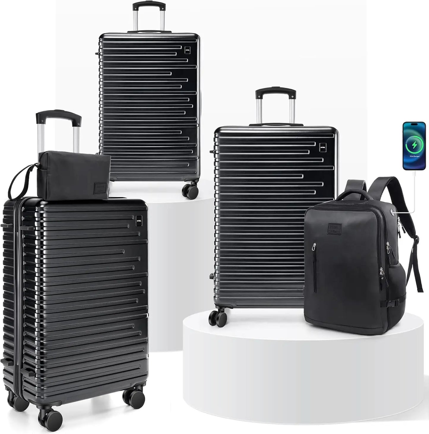 3/5pcs Luggage Set Carry On Suitcase ABS+PC Spinner Wheel Telescopic Handle TSA Lock 20/24/28 Inch Luggage Backpack Toiletry