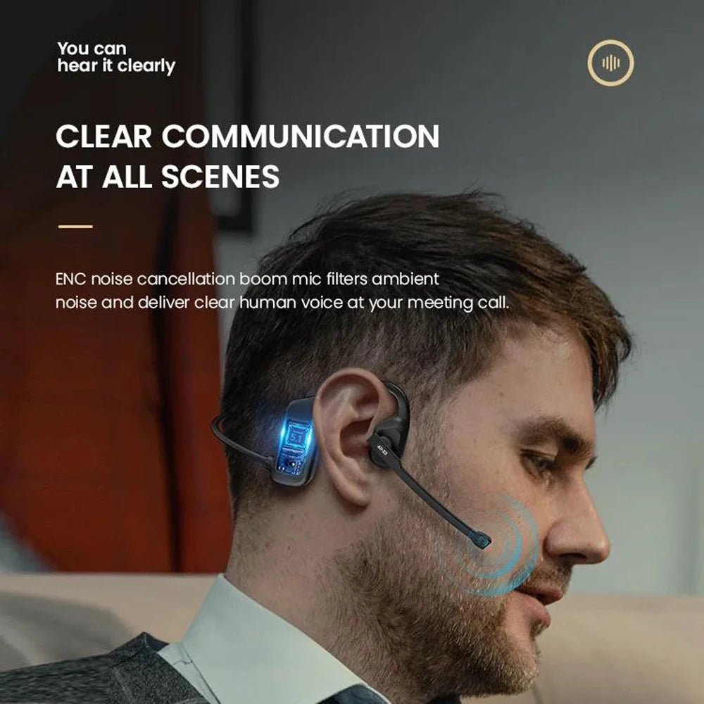 Open Ear Bluetooth Headset With Dual Noise Cancelling Mic