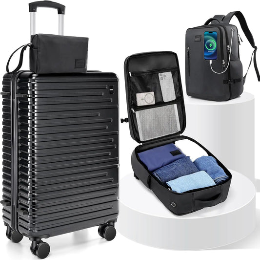 3/5pcs Luggage Set Carry On Suitcase ABS+PC Spinner Wheel Telescopic Handle TSA Lock 20/24/28 Inch Luggage Backpack Toiletry