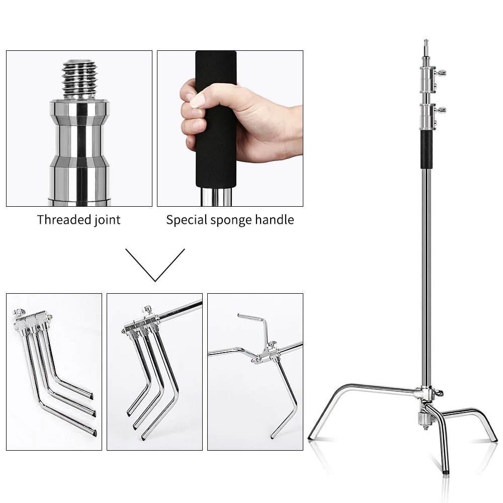 SH Photography C Stand Tripod With Boom Arm Grip Head