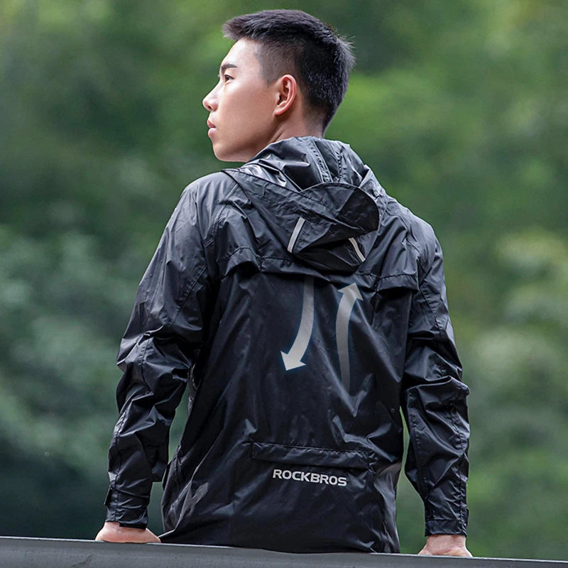 ROCKBROS Men's Waterproof Breathable Reflective Hooded Cycling Jacket