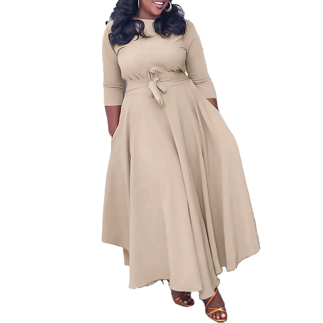 Women Summer Tie Waist Long Maxi Comfortable Casual Print Dress