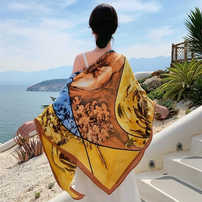 Scoiry Velvet Travel Scarf Square Beach Cover Up For Women