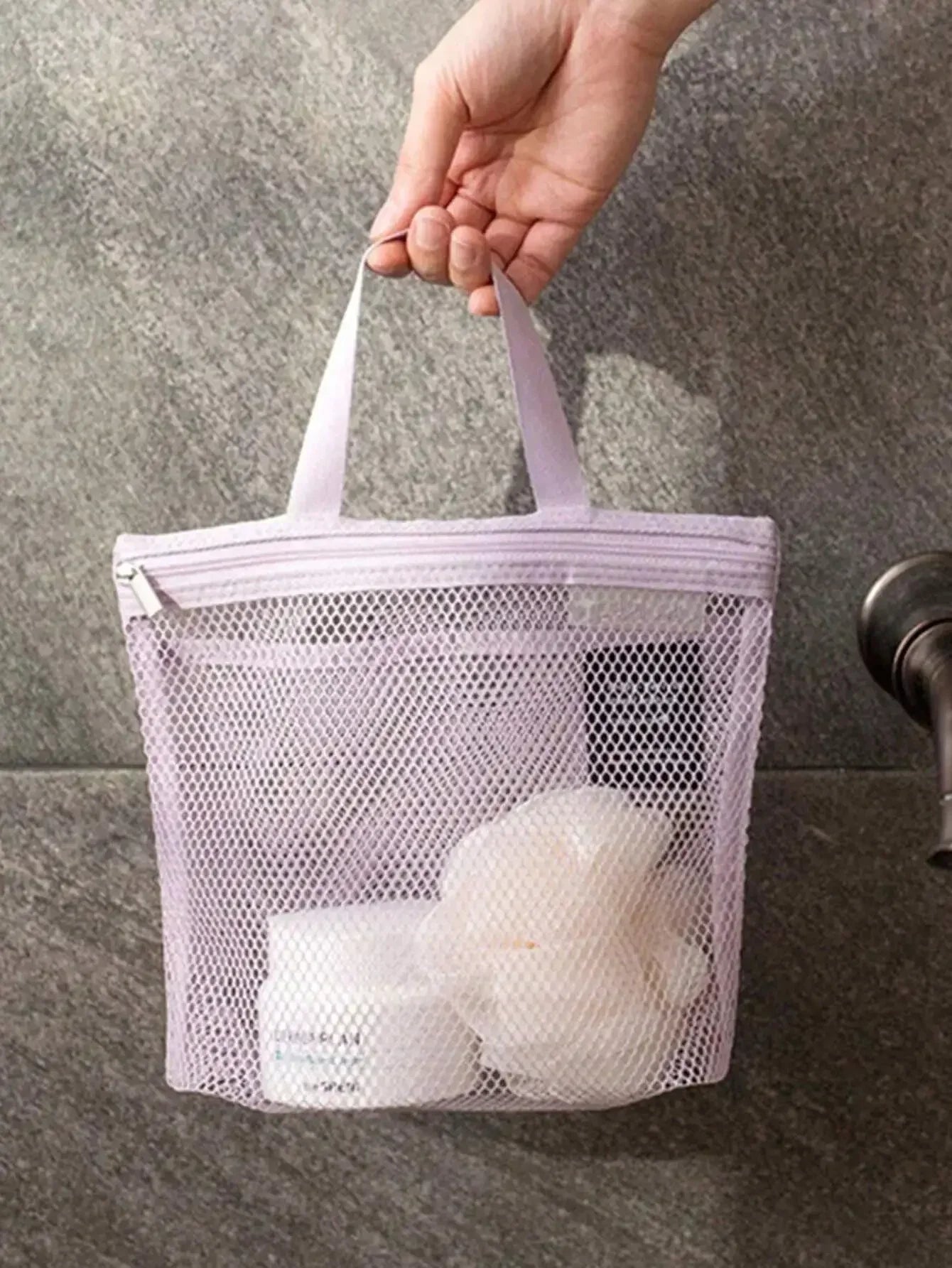 Lightweight Mesh Travel Toiletry Bag Hanging Storage Organizer With Zipper