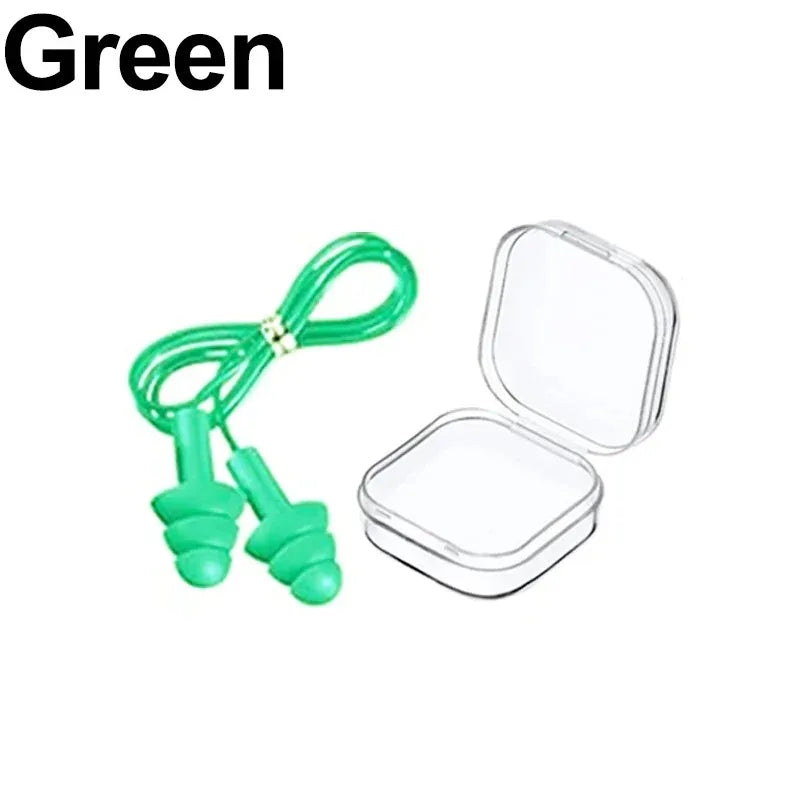 Silicone Corded Ear Plug Protector Anti Lost Reusable Hearing Protection Noise Reduction Safe Swimming Work Earplugs With Rope