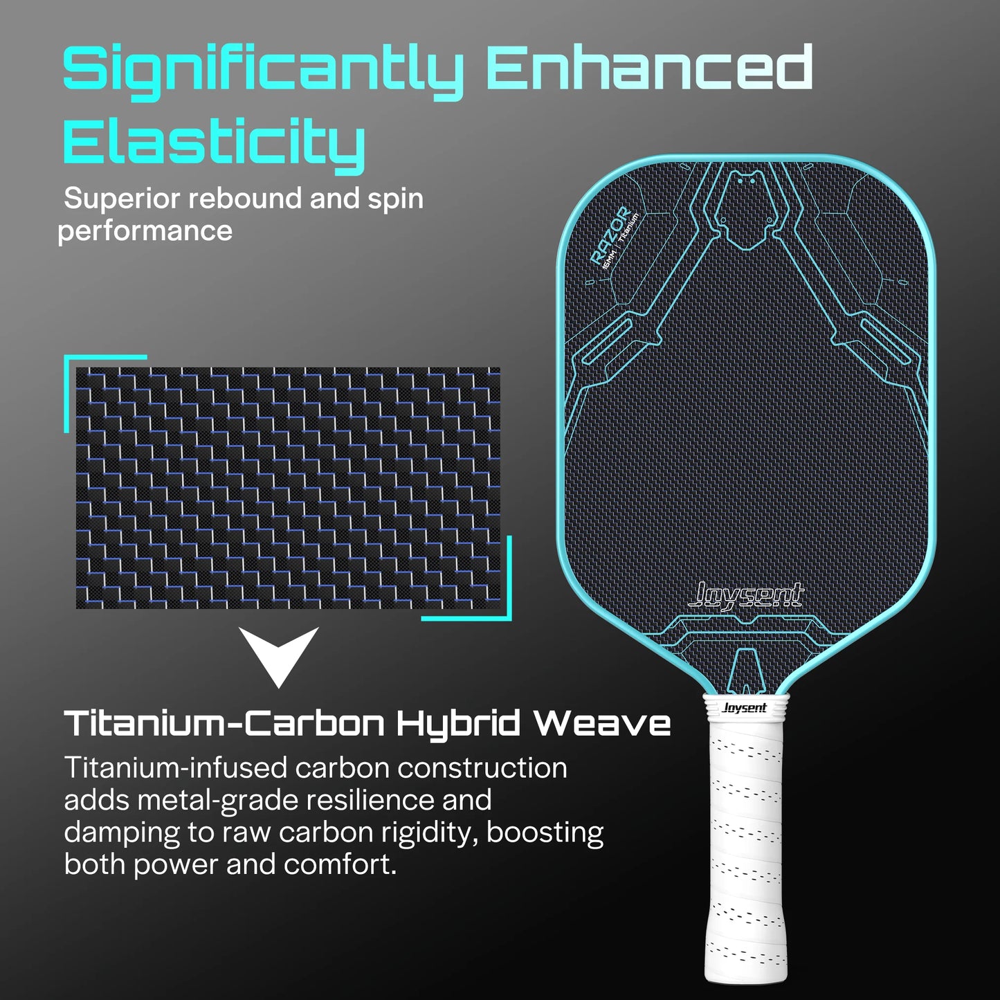 Joysent Pickleball Paddle Titanium Carbon Fiber Weave Surface Pickleball Racket For Spin&Control 16mm PMI Gen4 Core Thermoformed