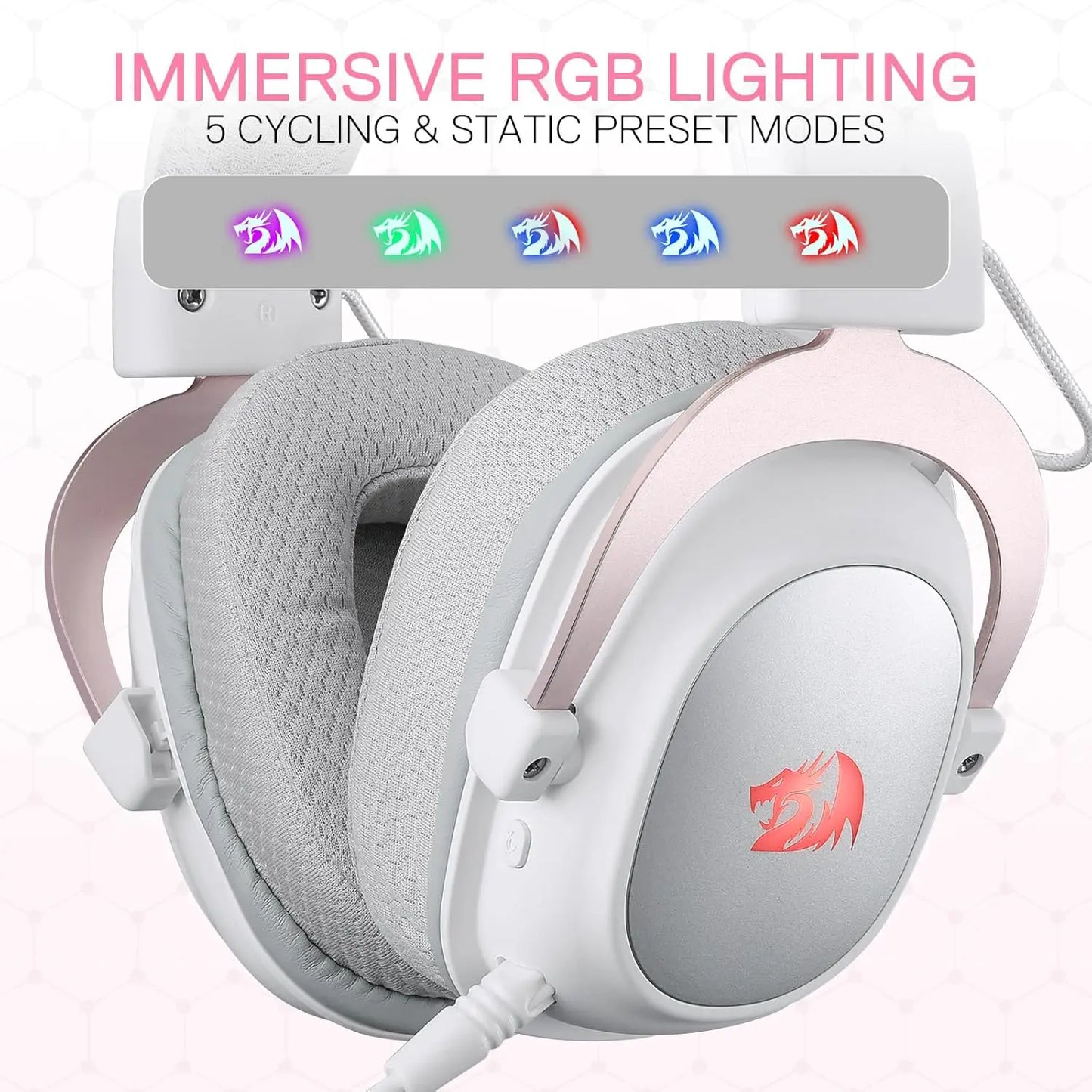 Redragon H510 RGB Wireless Noise Cancelling Gaming Headset Surround Sound