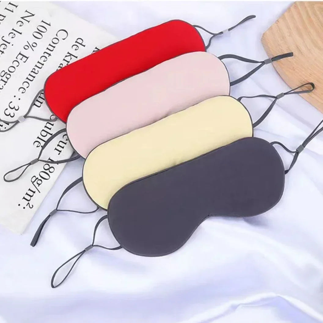 Sleep Mask Warm Cold Dual-Use Soft Silk Eye Mask Night Blackout Blindfold Eye Shade with Adjustable Elastic Strap Travel Shade
