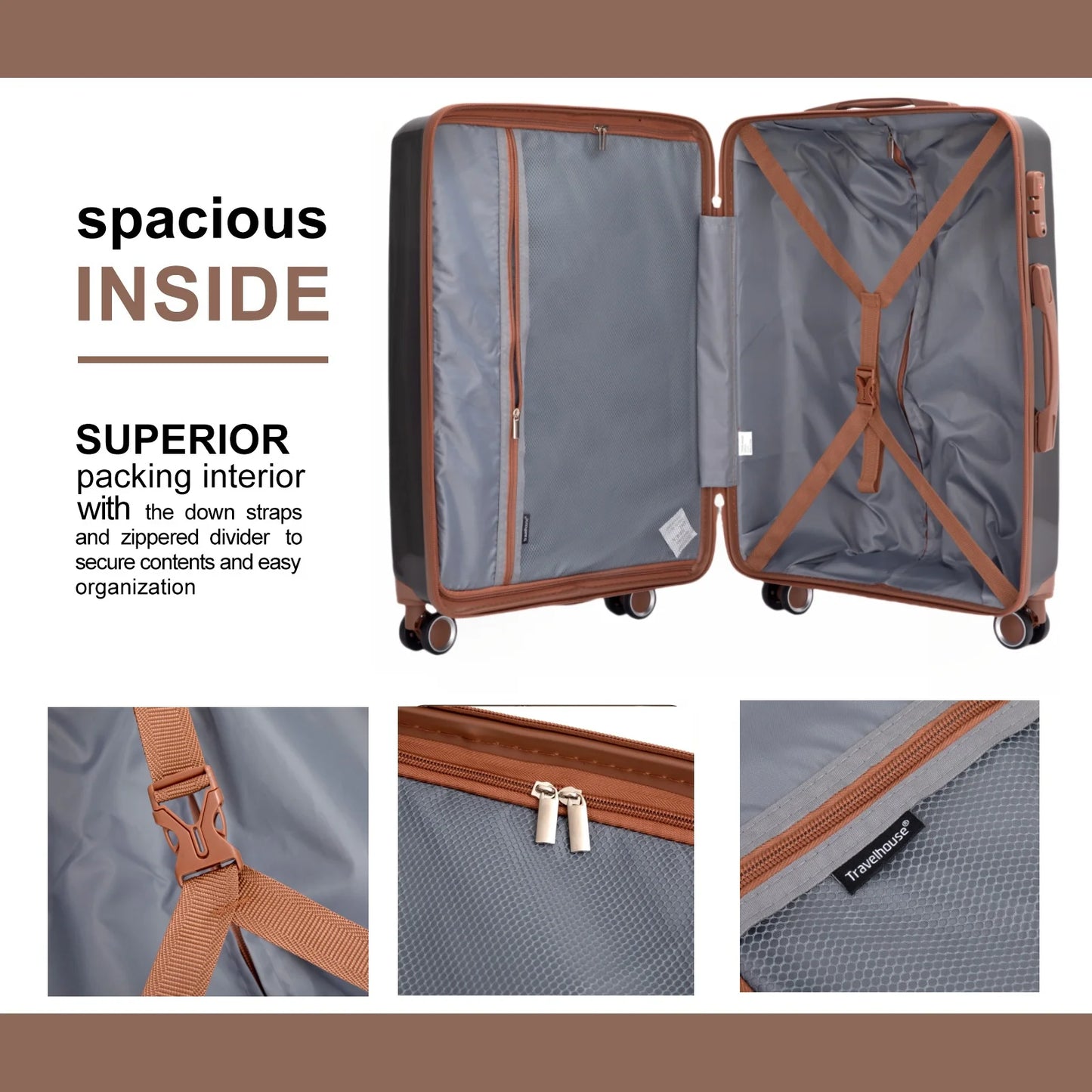 Travelhouse Luggage Sets With Spinner Wheels And TSA Lock Hardcase