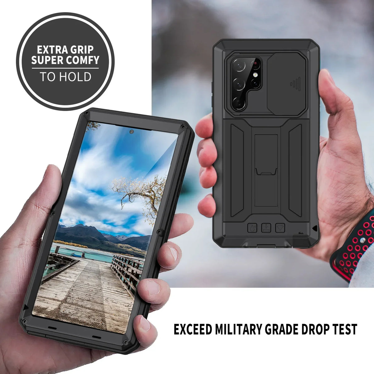 Rugged Protective Case With Kickstand For Samsung Galaxy S22 Ultra