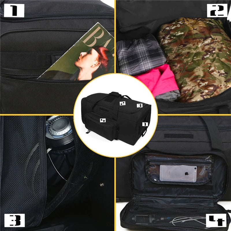 Q Tactical Rolling Duffel Bag for Camping Hiking Travel Luggage