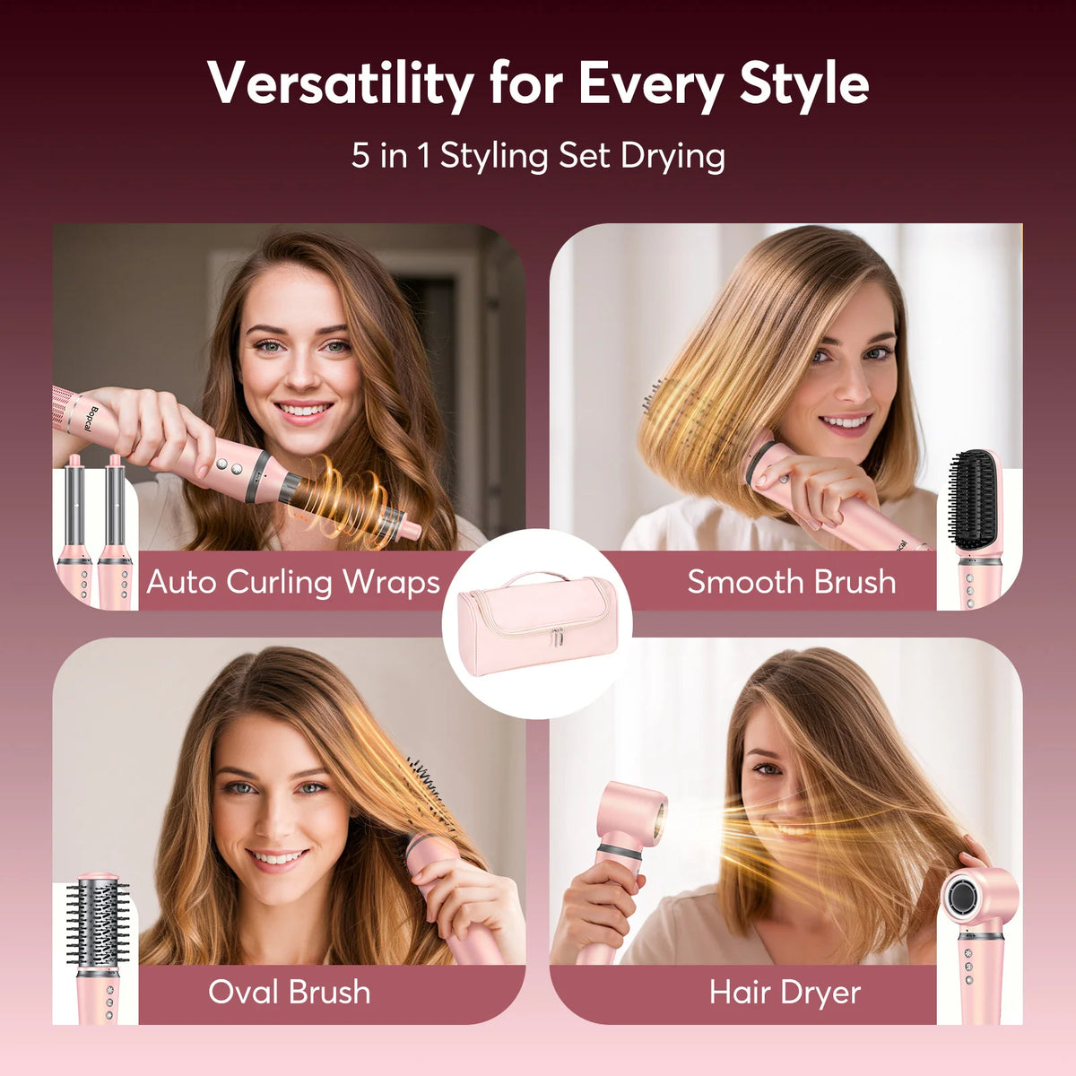 Lysmoski 5 In 1 Ceramic Hot Air Hair Dryer Advanced