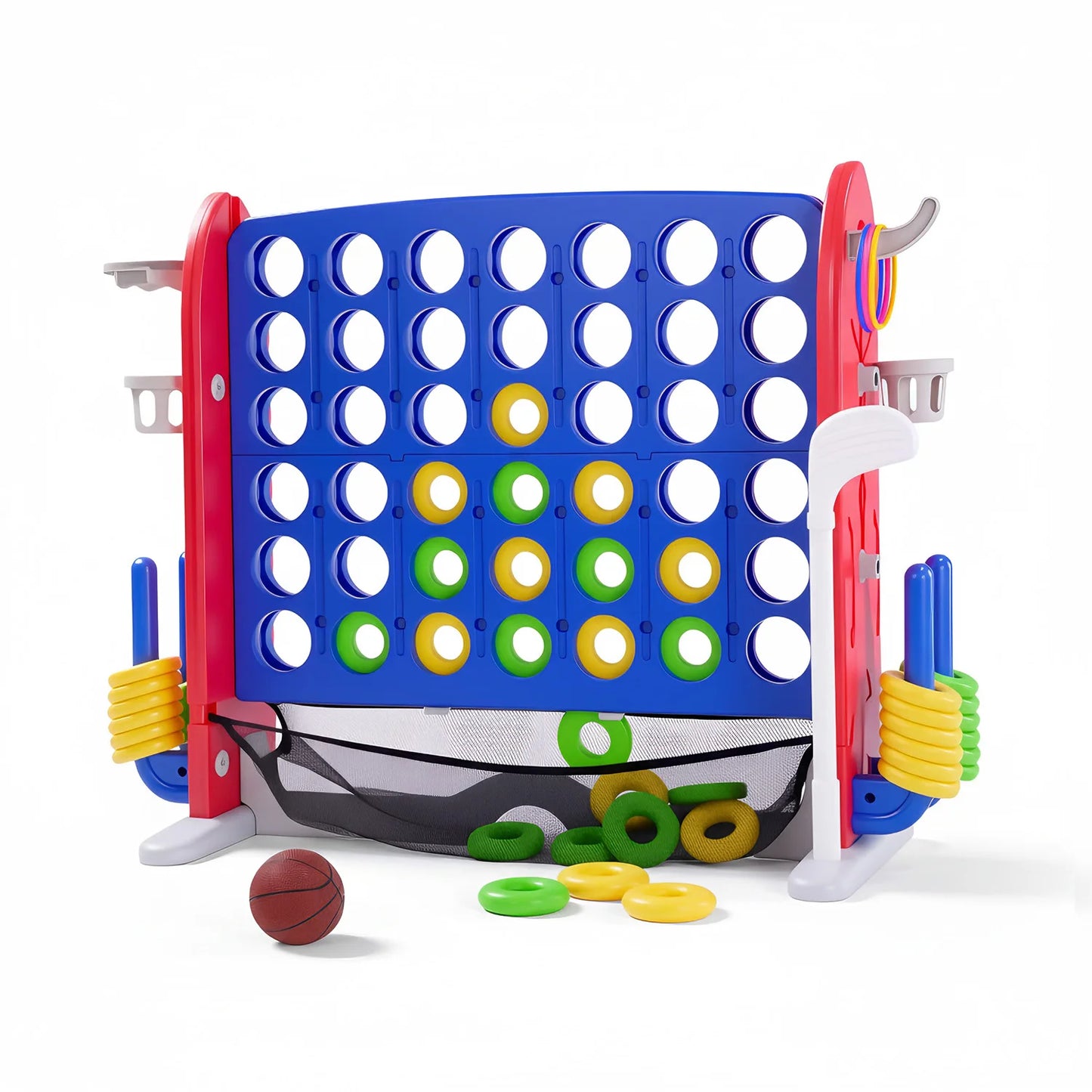 Giant Connect Game Basketball Hoop Ring Toss Outdoor Family Playset