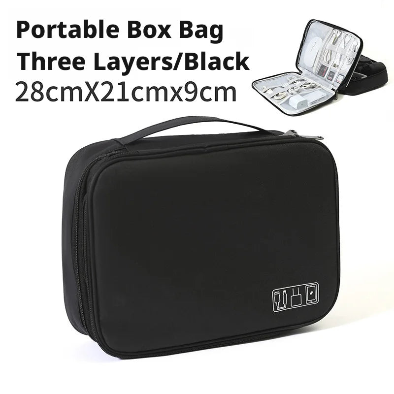 Portable Multi Layer Digital Storage Bag Cable Organizer for Travel