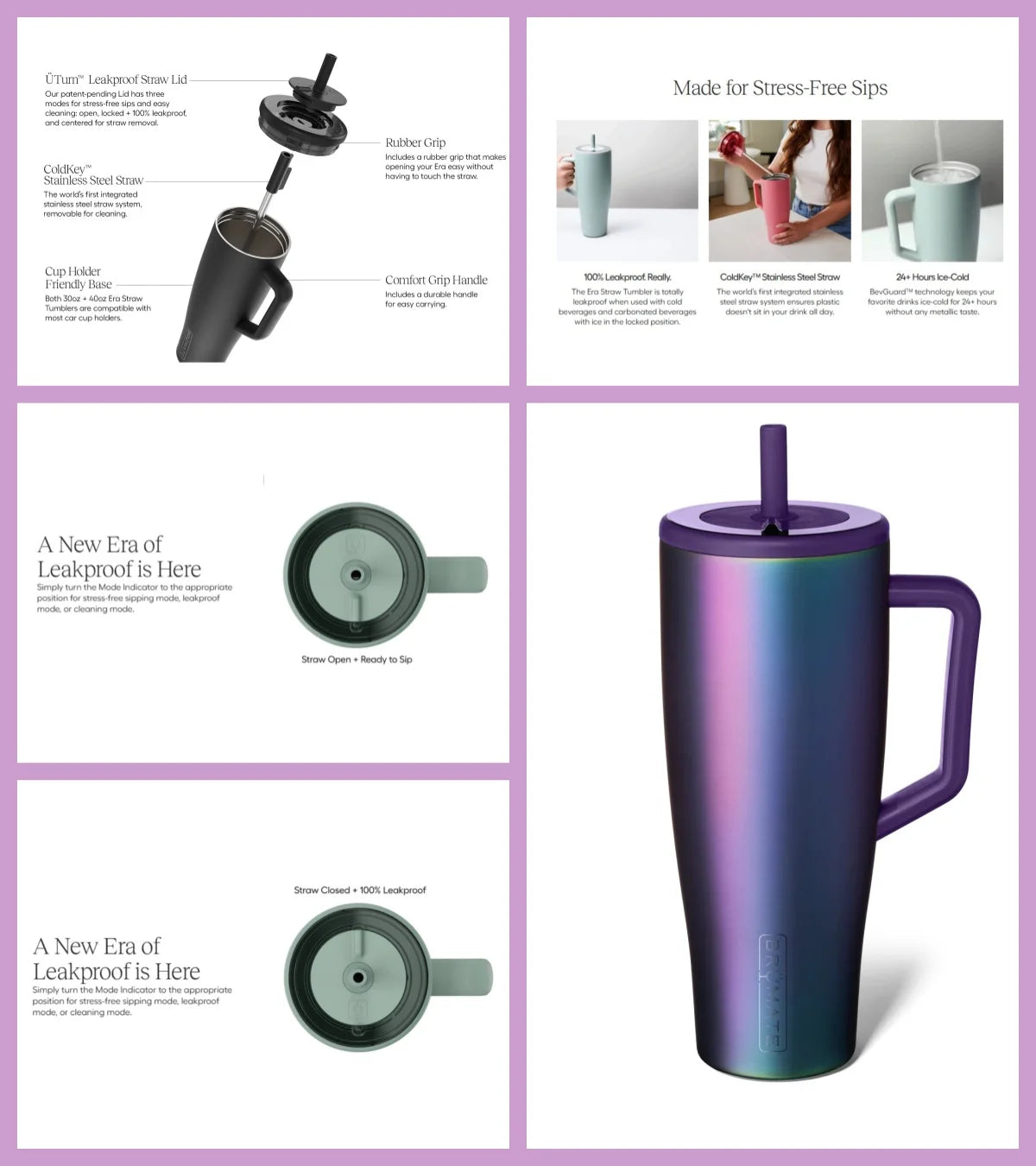 40oz Era Dark Aura Insulated Stainless Steel Tumbler with Handle