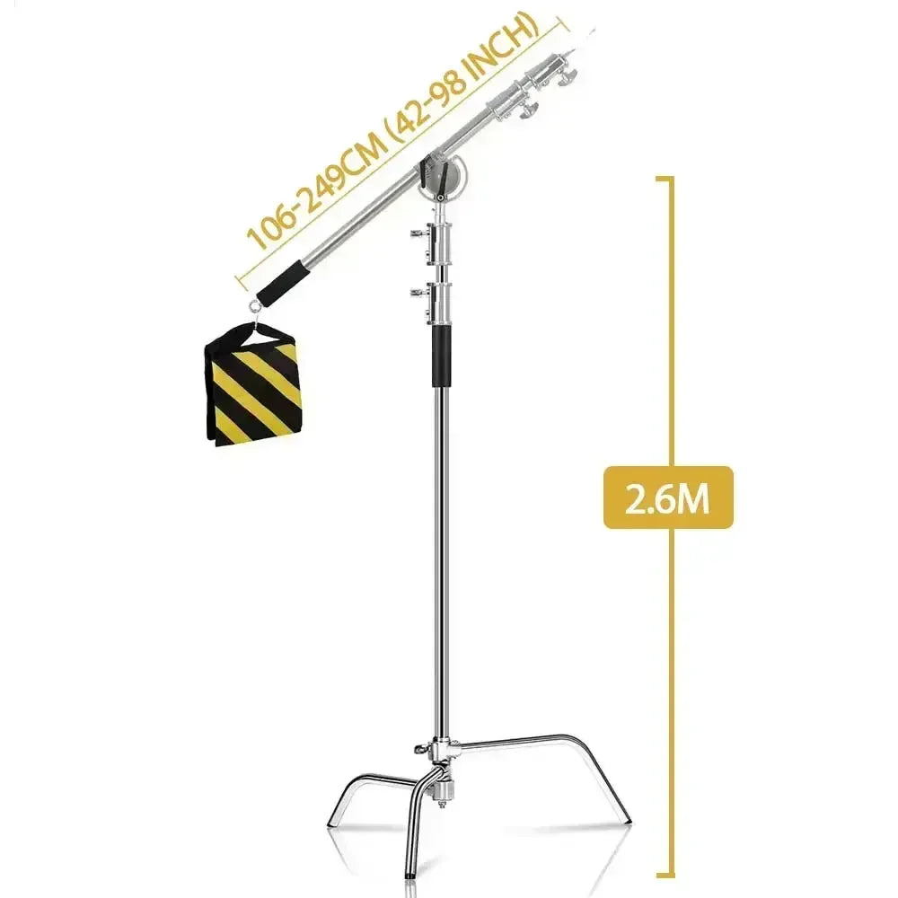 SH Photography C Stand Tripod With Boom Arm Grip Head