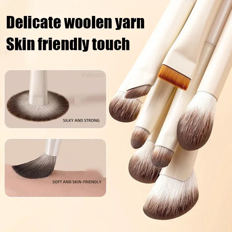 5/6/8/10pcs Natural Eye Makeup Brushes Set Detail Eyeshadow Brush Makeup Brush White Ultra Soft Eyeshadow Eyeliner Makeup 2026