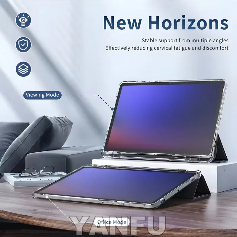 For Samsung Galaxy Tab S9 FE S10 Plus S9 S8 S7 Plus FE 12.4 11 Case Matte Transparent Back Cover Tab A11 A9 Plus 11 S Pen Holder