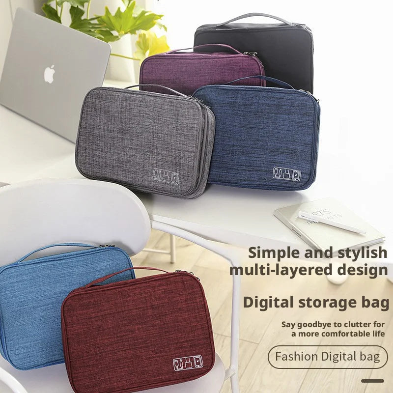 Portable Multi Layer Digital Storage Bag Cable Organizer for Travel