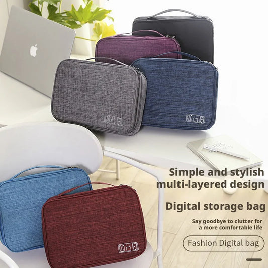 Portable Multi Layer Digital Storage Bag Cable Organizer for Travel