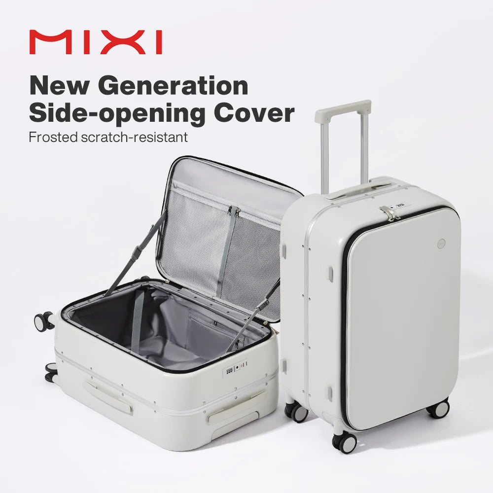 Mixi Aluminum Frame Carry-On Luggage Spinner Front Opening