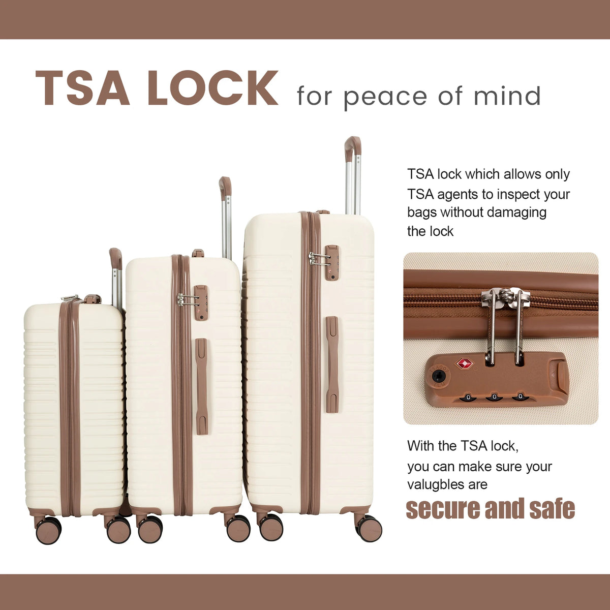 Travelhouse ABS Hard Case Spinner Luggage Set With TSA Lock