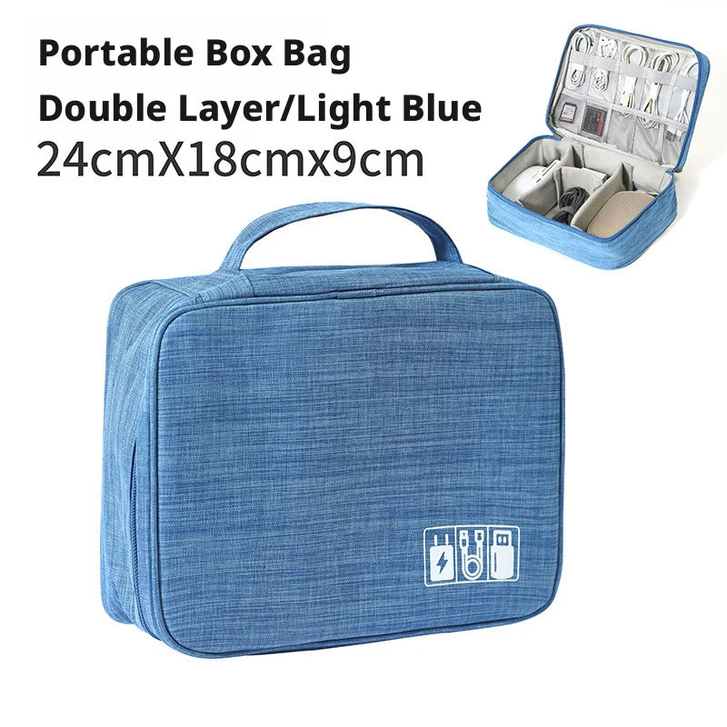 Portable Multi Layer Digital Storage Bag Cable Organizer for Travel
