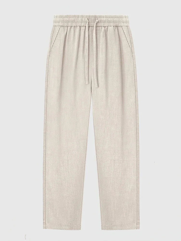Straight Casual Cotton Linen Pants Men Wide Leg Lightweight Baggy Cotton Sweatpants Male Sport Jogger Straight Work Trousers