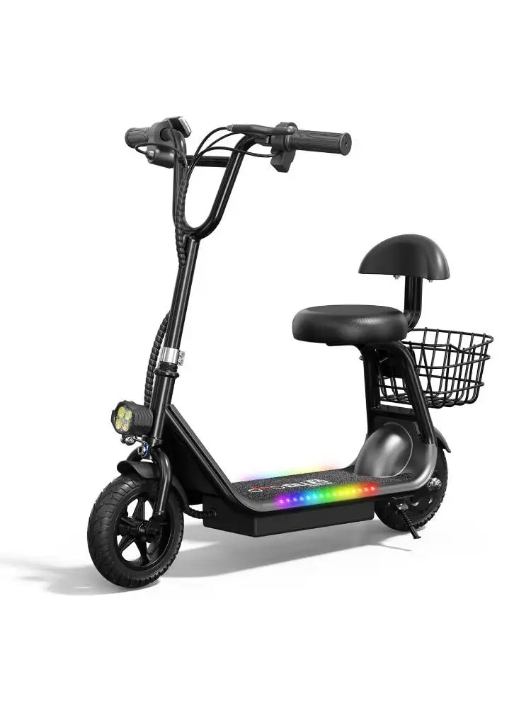 Eilleo Kids Electric Scooter Bluetooth Speaker Foldable Seat Basket