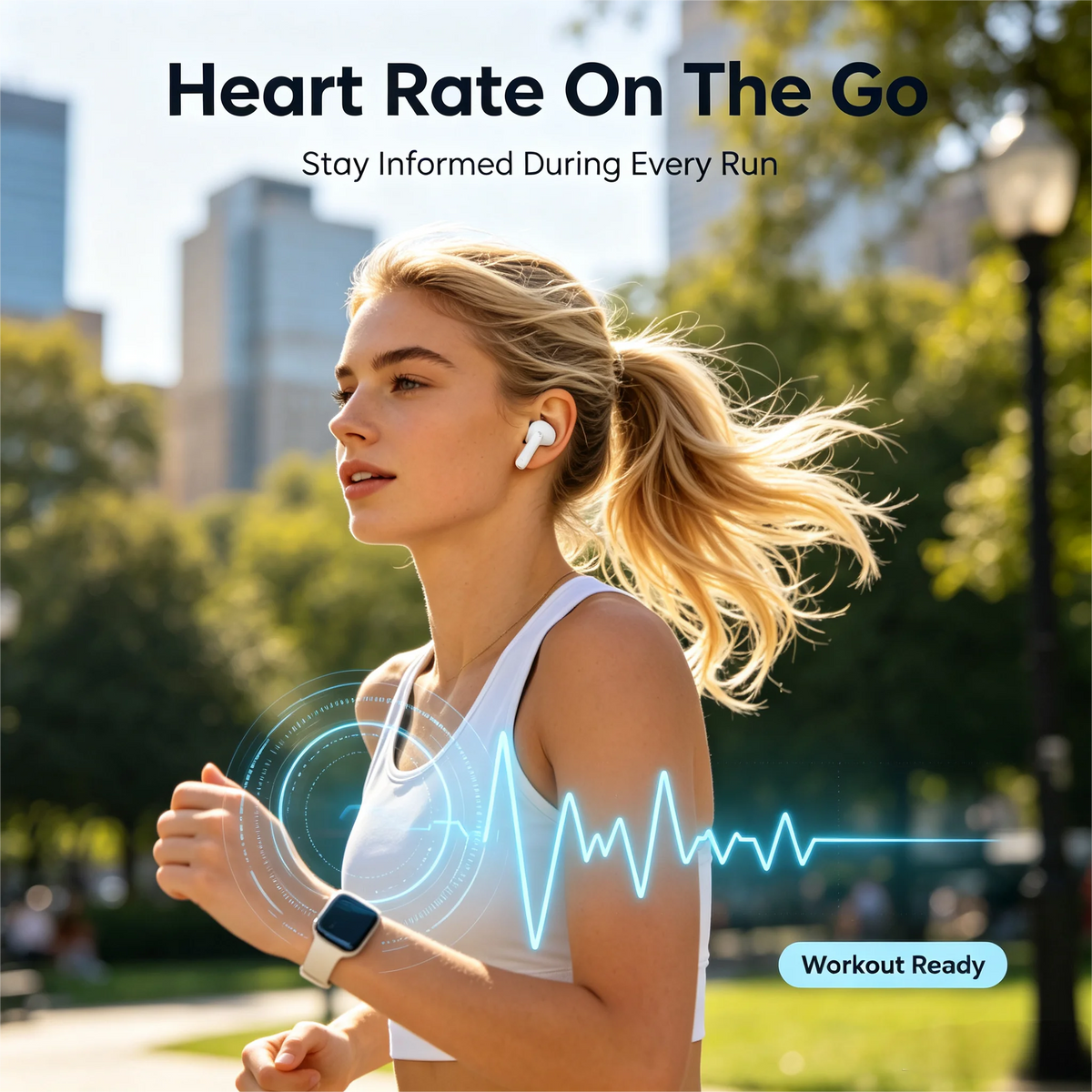 ZZLOVE Noise Cancelling Bluetooth Sport Earbuds With Heart Rate Monitor