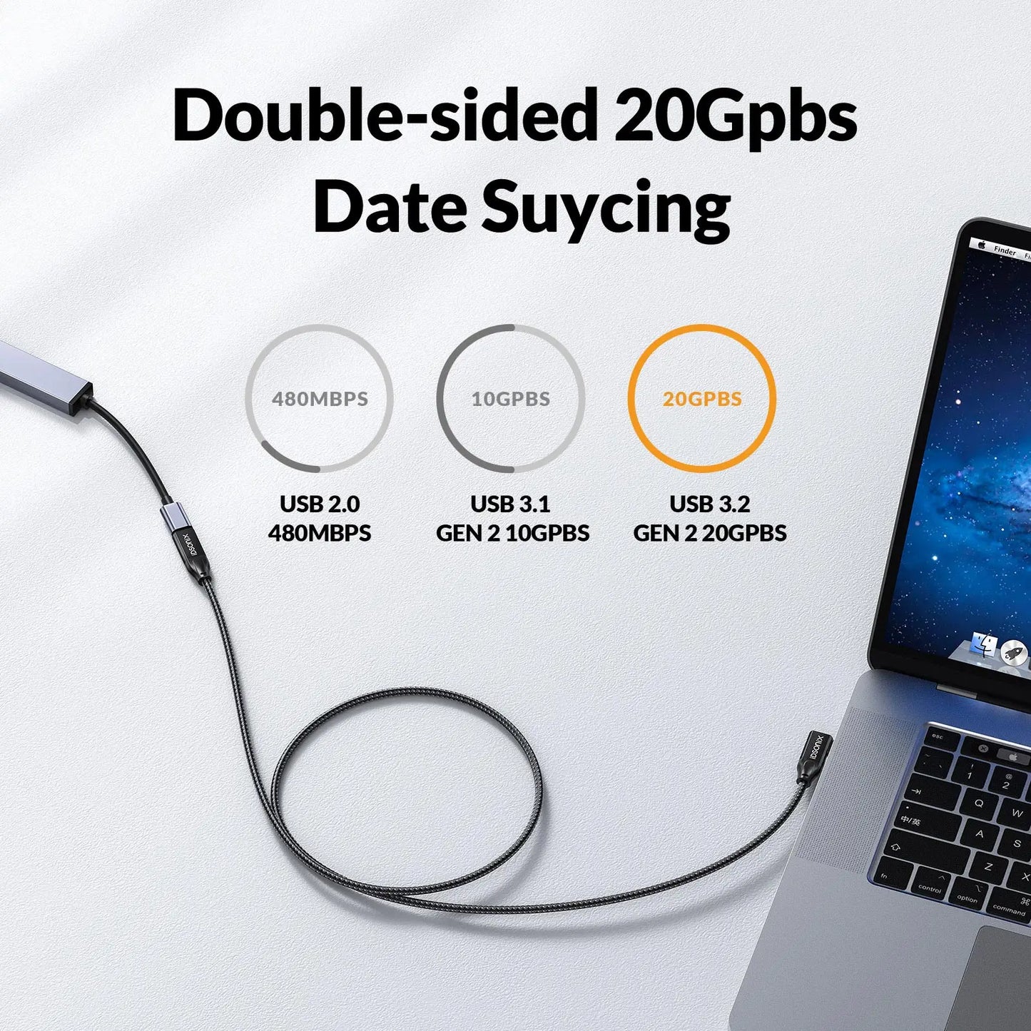 iDsonix USB C Extension Cable Nylon Braided USB C Extender Support 4k@60Hz/100W Fast Charging Type C 3.2 Gen2*2 Extension Cable