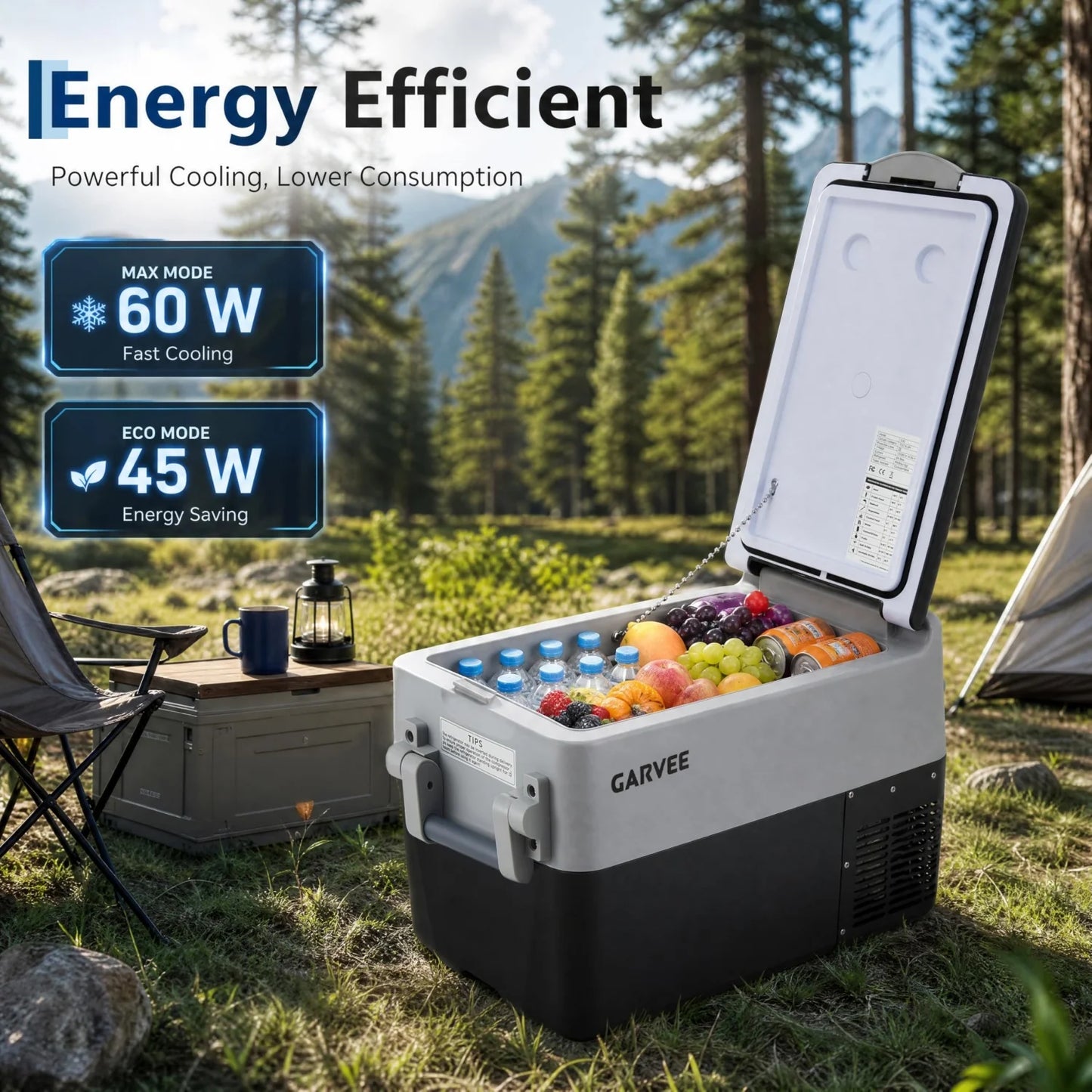 30L/40L /50L Portable Car Refrigerator, Dual Zone 12V Fridge Freezer with App Control, 12/24V DC & 110-240V AC Portable Cooler for Camping, Fishing, Travel & Home Use