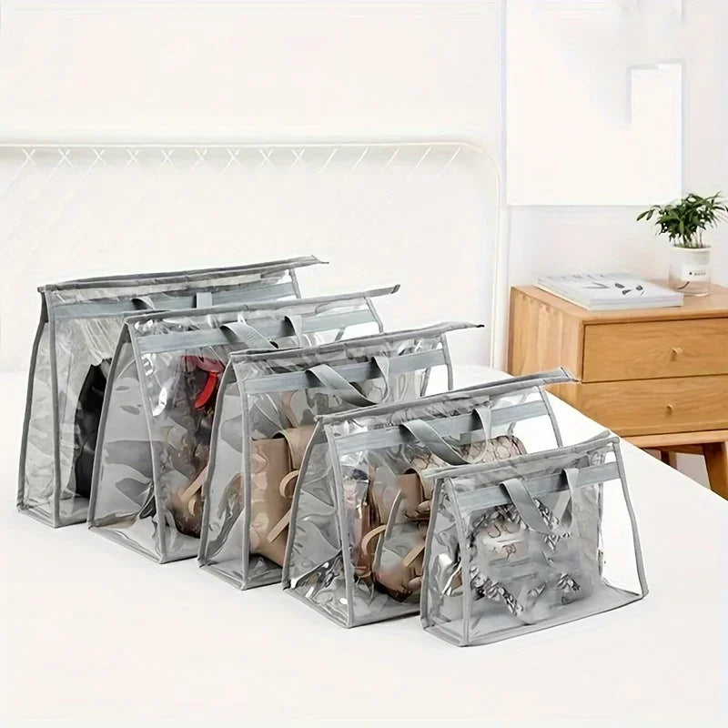 Clear Handbag Dust Bags Zipper Hanging Storage Organizer For Closet