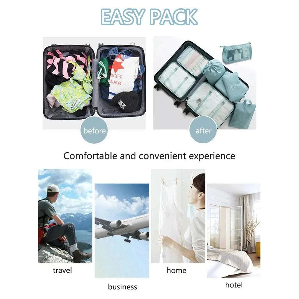 Travel Luggage Organizer Bags for Clothes Shoes and Packing Cubes