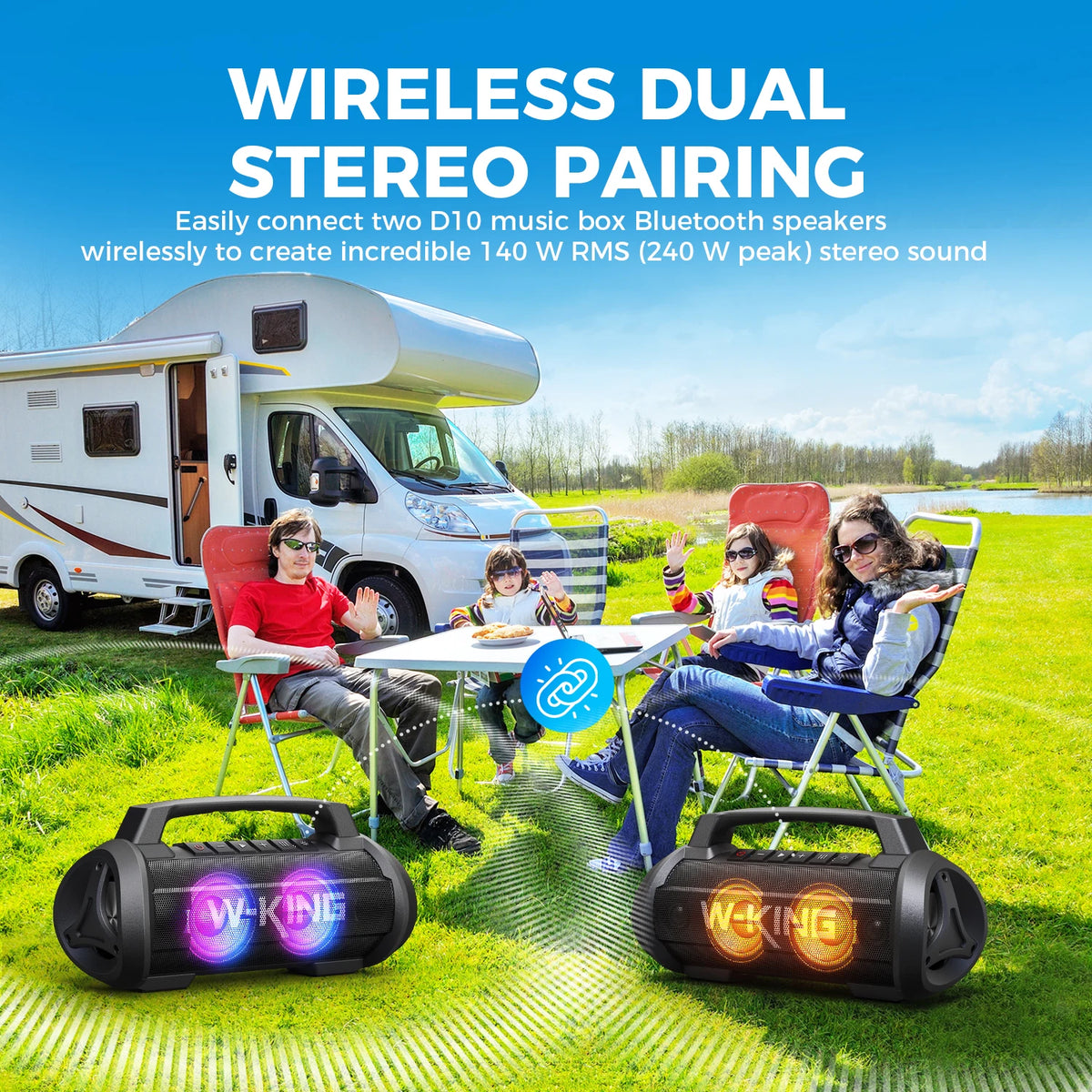W-King D10MIC 70W Bluetooth Portable Speaker With IPX6 Waterproof Subwoofer