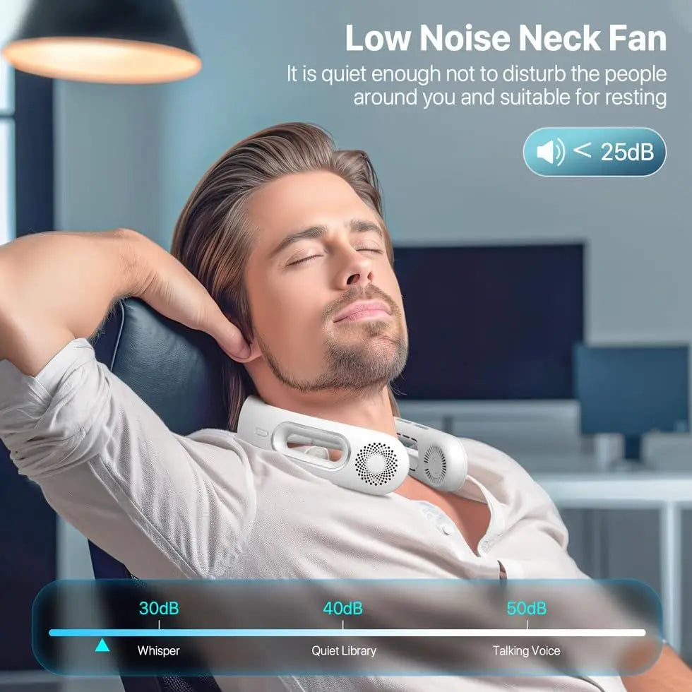 Neck Fan, Bladeless Neck Fans Portable Rechargeable, 360° Cooling Neck Fan Air Conditioner, 4 Speeds, 5200 mAh Battery
