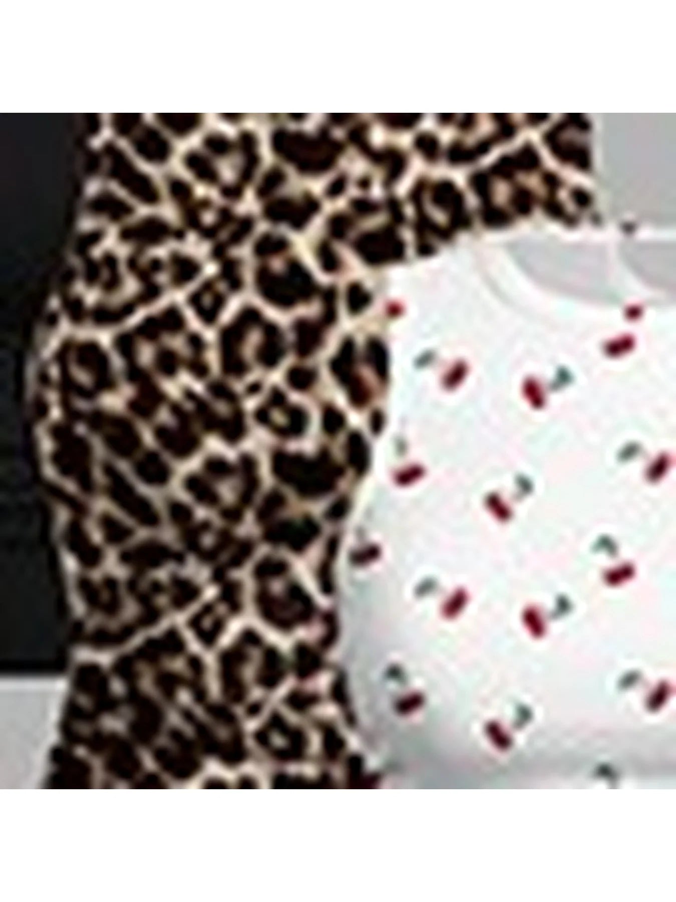 3PC Leopard Print Cherry Print Round Neck Sleeveless Vest, Sweet and Cool Style Slim Fit Short and Plus Size Vest Top