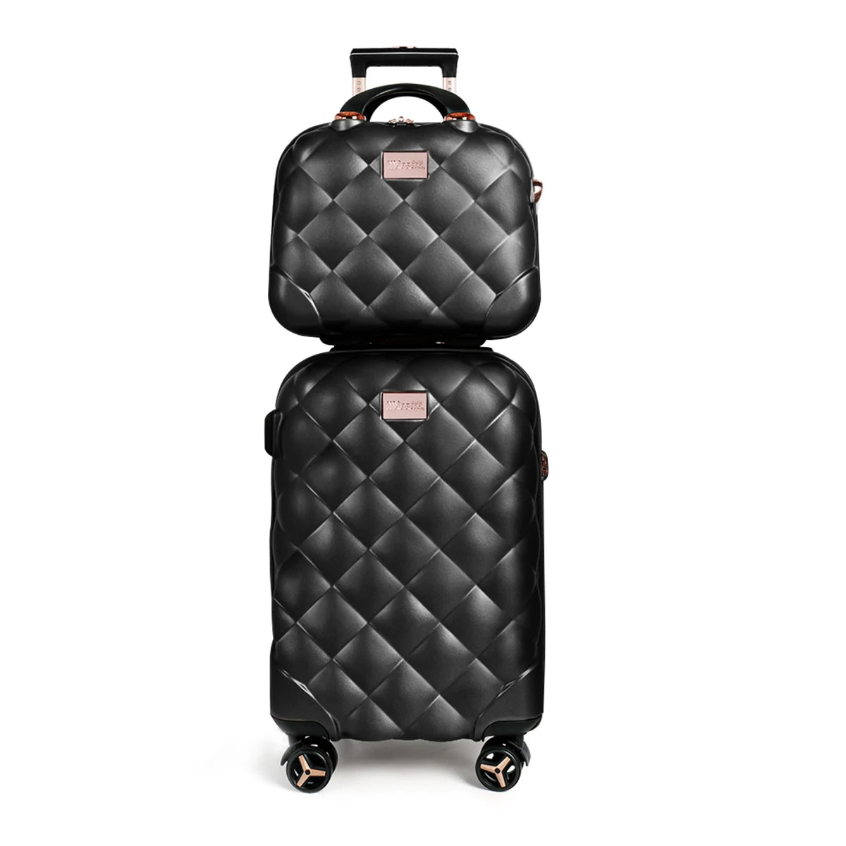 Hard Shell Luggage Set 20in+14in Airline Approved PP Durable Lightweight Expandable Suitcase for Traveling 14inch Makeup Case