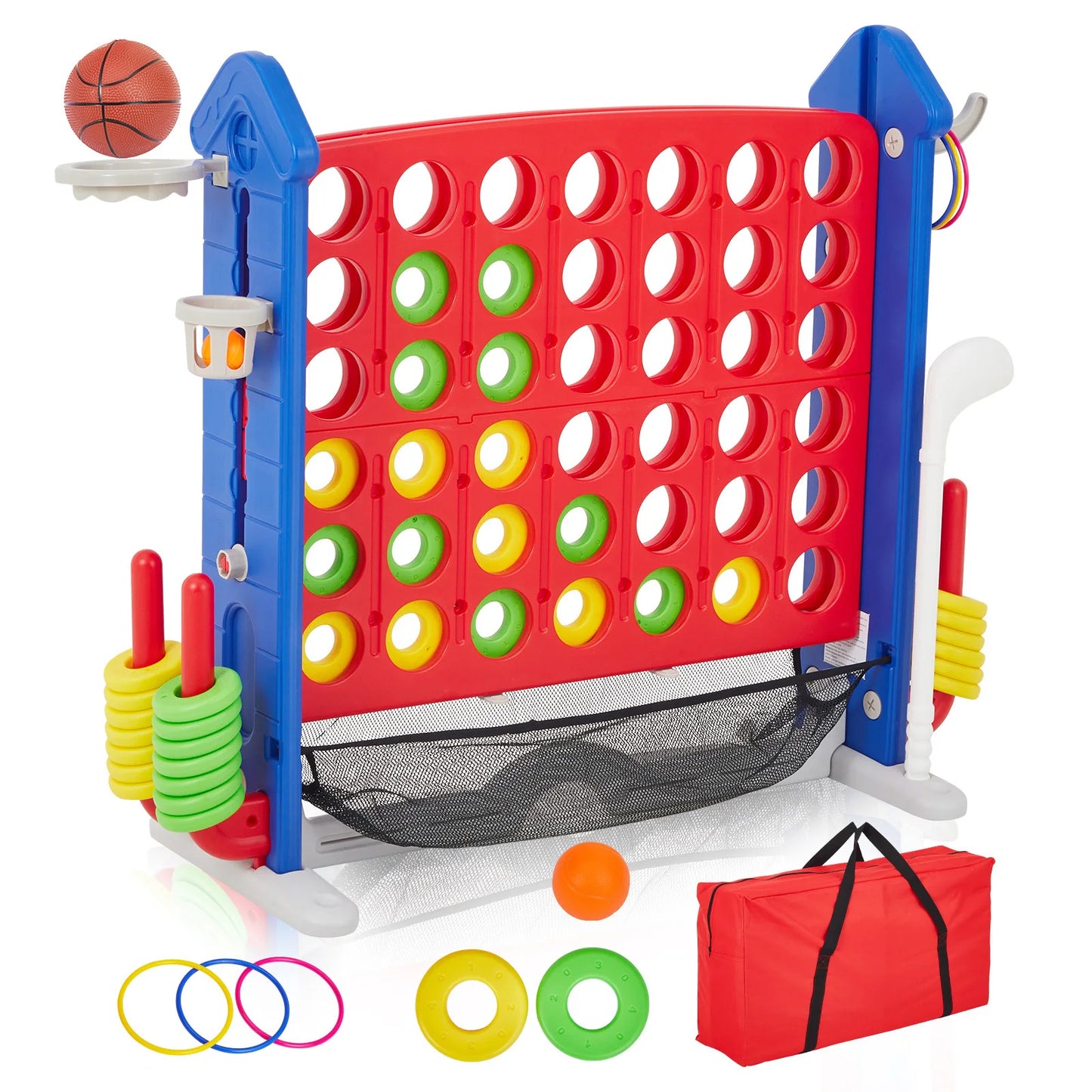 Giant Connect Game Basketball Hoop Ring Toss Outdoor Family Playset