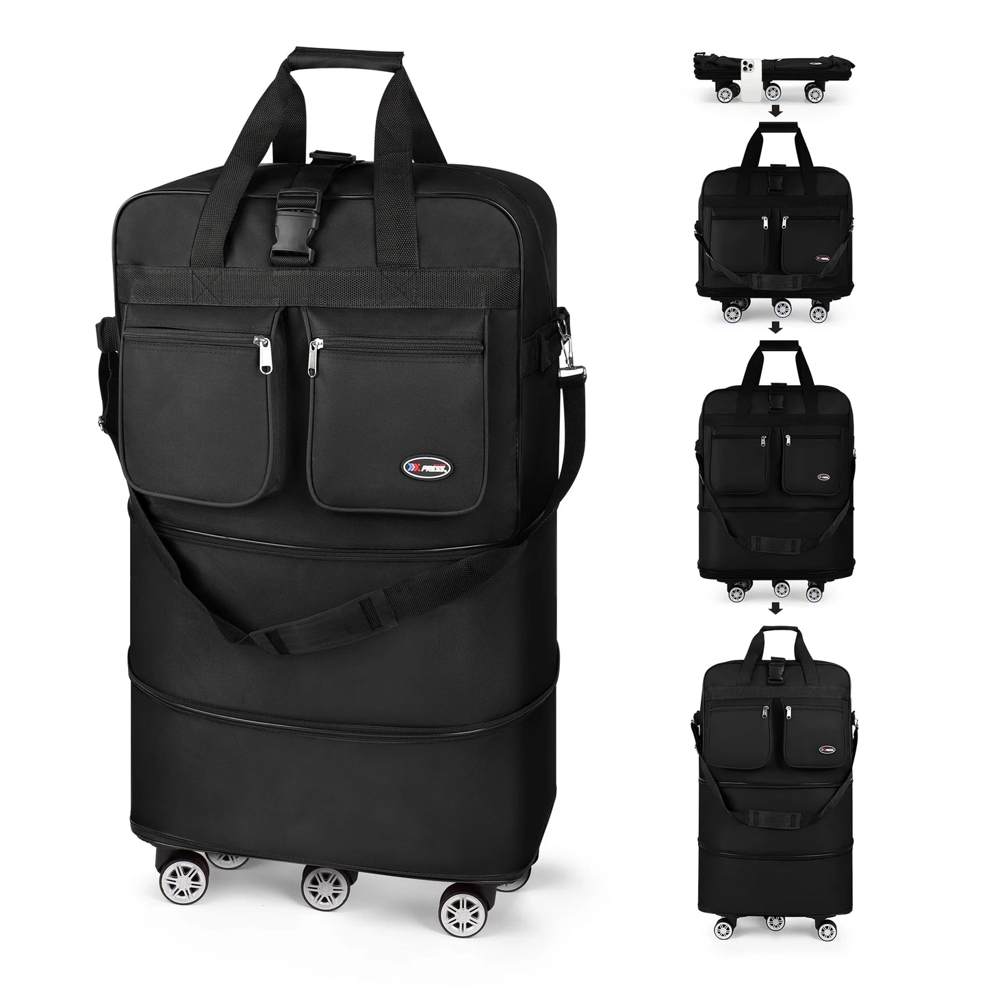 Folding Travel Bag Luggage Compartment Swivel Wheel Storage Box Large Capacity Telescopic Luggage Bag Overnight Bag 30"/36"/40"