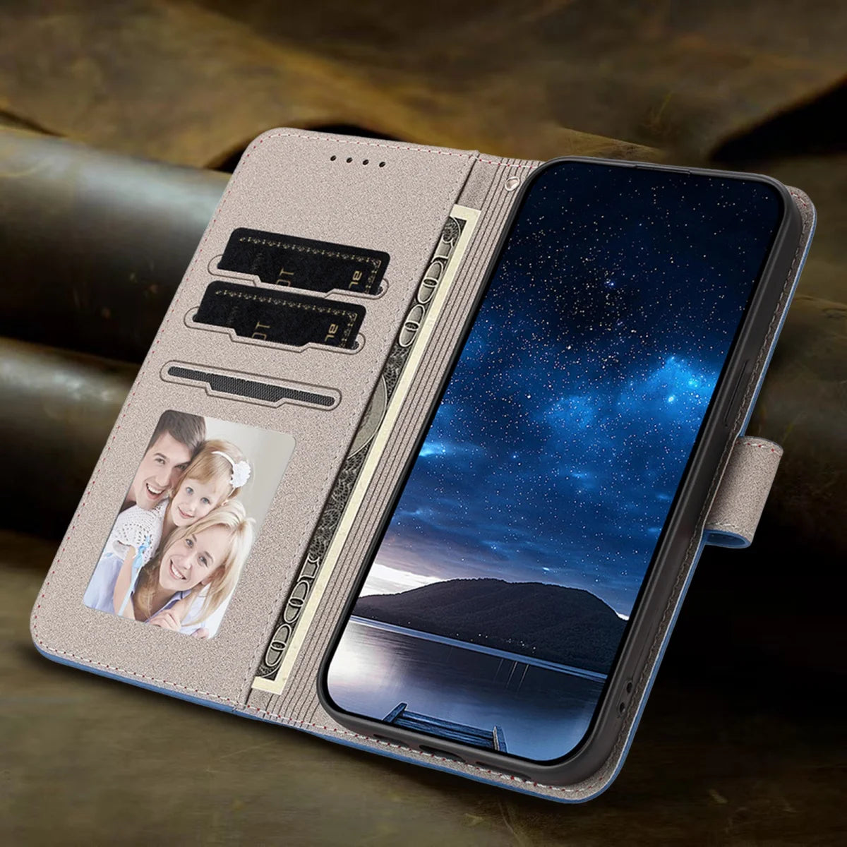 Leather Flip Wallet Case For iPhone 17 Pro Max Cards