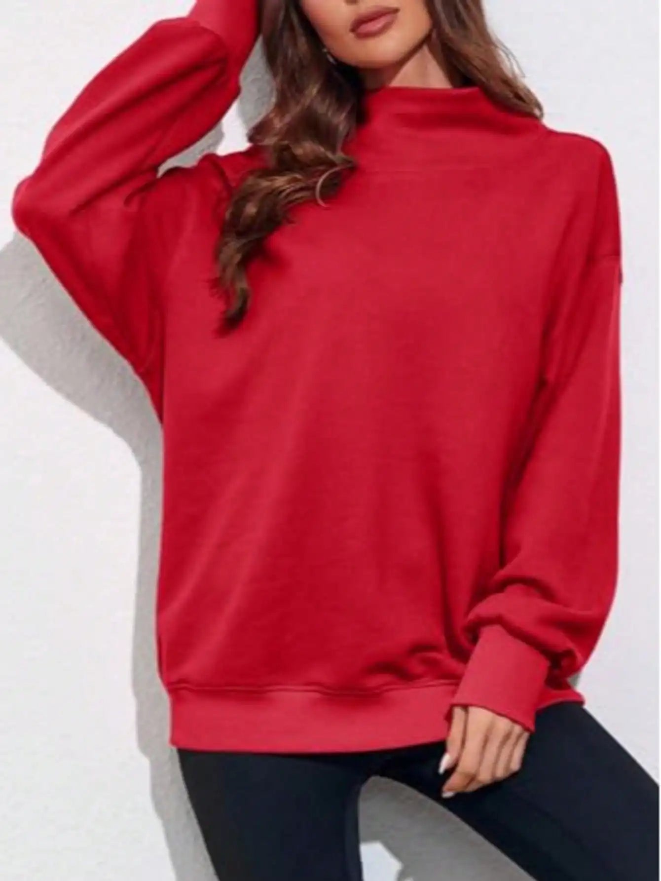 Fisoew Oversized Ribbed Turtleneck Sweater Long Sleeve Knit Pullover Top Casual Loose Fit Shirt winter clothes women sweatshirt